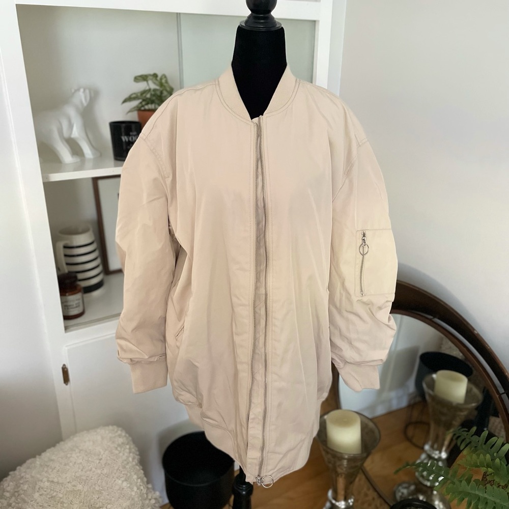 Only Beige Oversized Bomber Jacket